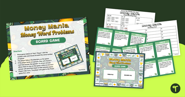 Go to Money Word Problems Addition and Subtraction Board Game teaching resource