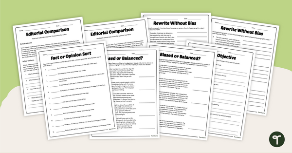 Go to Bias in Writing Worksheet Pack teaching resource