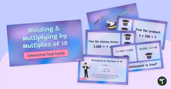 Go to Dividing and Multiplying by Multiples of 10 Interactive Task Cards teaching resource