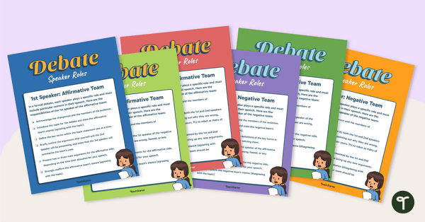 Go to Debate Speaker Roles Poster Pack teaching resource