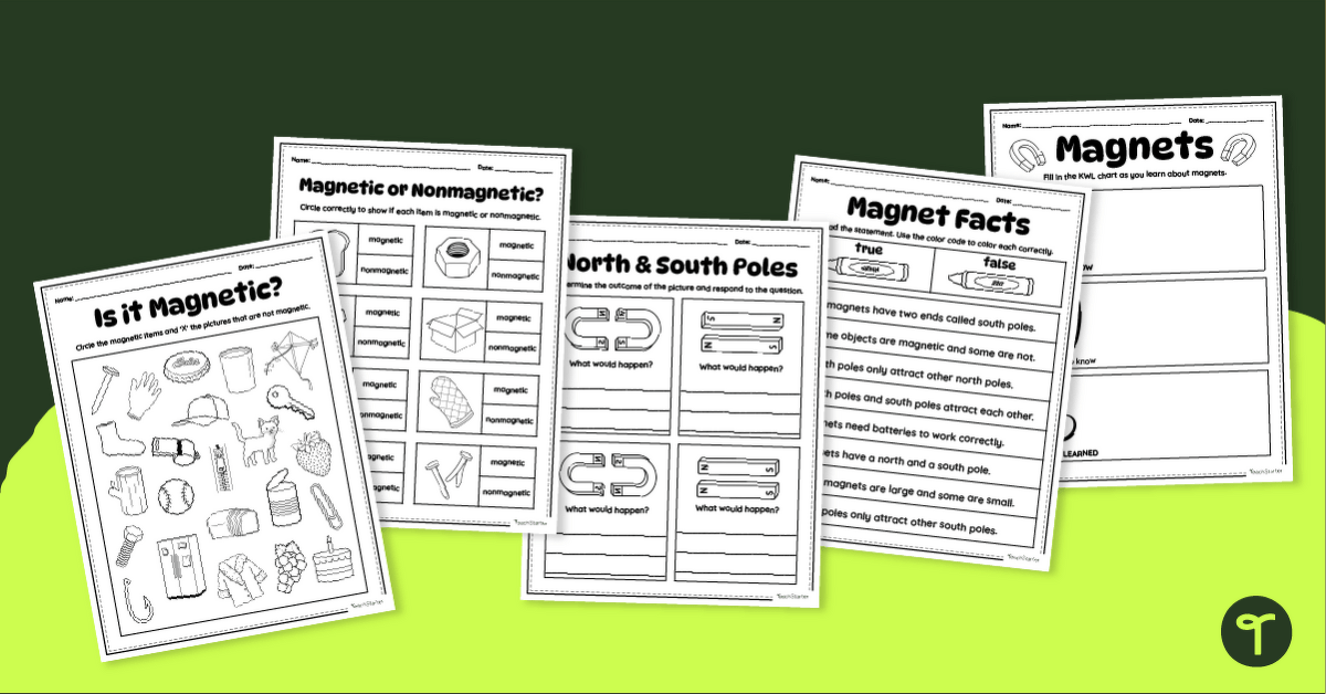 Kindergarten Magnet Printables teaching resource