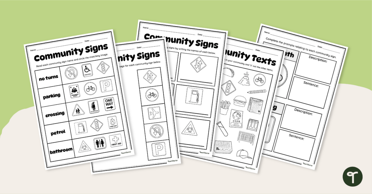 Signs in the Community Worksheet Set teaching resource