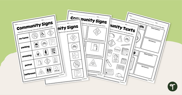 Go to Signs in the Community Worksheet Set teaching resource
