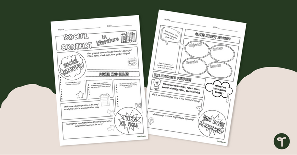 Go to Social Context in Literature Graphic Organiser teaching resource