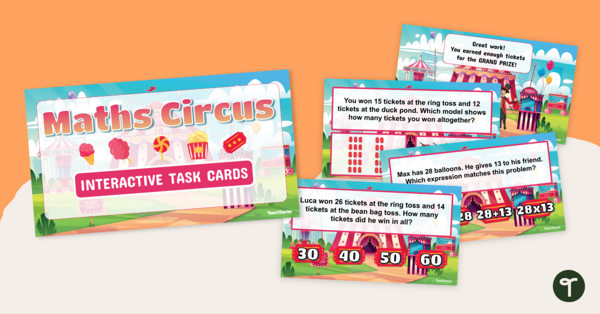Adding and Subtracting Word Problems Interactive Task Cards teaching resource