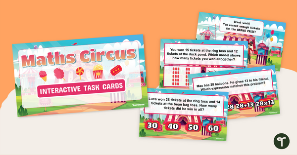 Go to Adding and Subtracting Word Problems Interactive Task Cards teaching resource