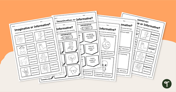 Go to Imaginative and Informative Worksheet Set teaching resource