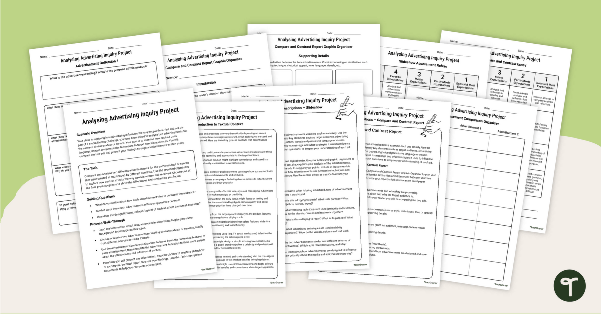 Analysing Advertisements Inquiry Project teaching resource