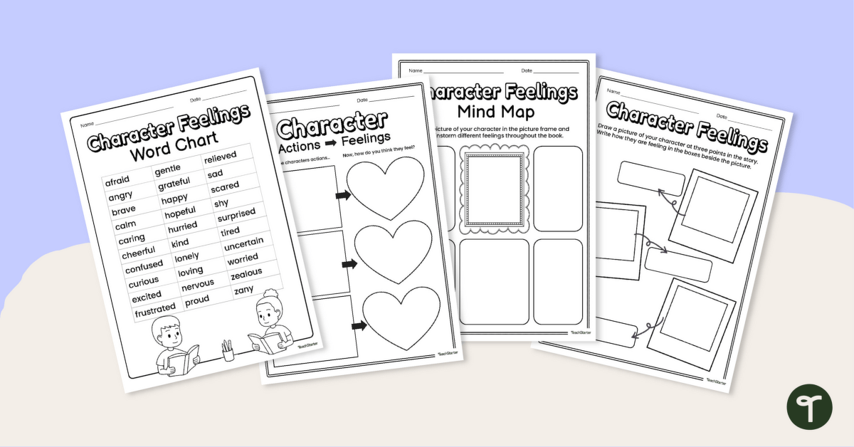 Character Emotions Chart and Worksheets teaching resource