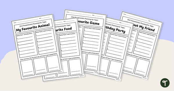 Image of Oral Presentation Topics Task Sheets
