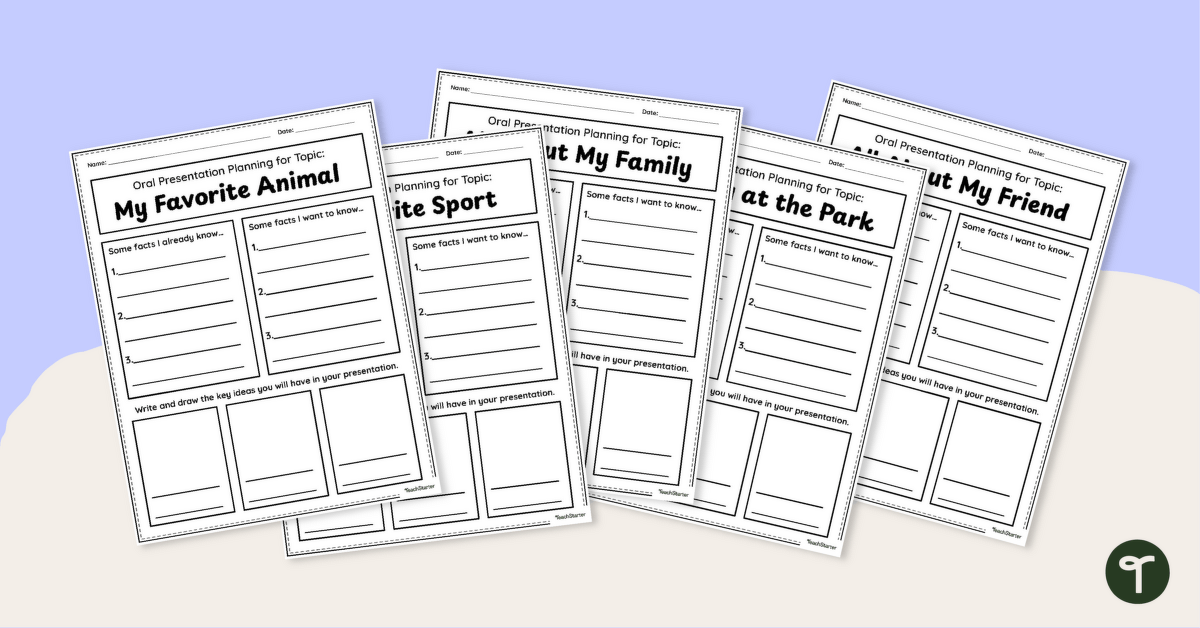 Oral Presentation Topics Task Sheets teaching resource