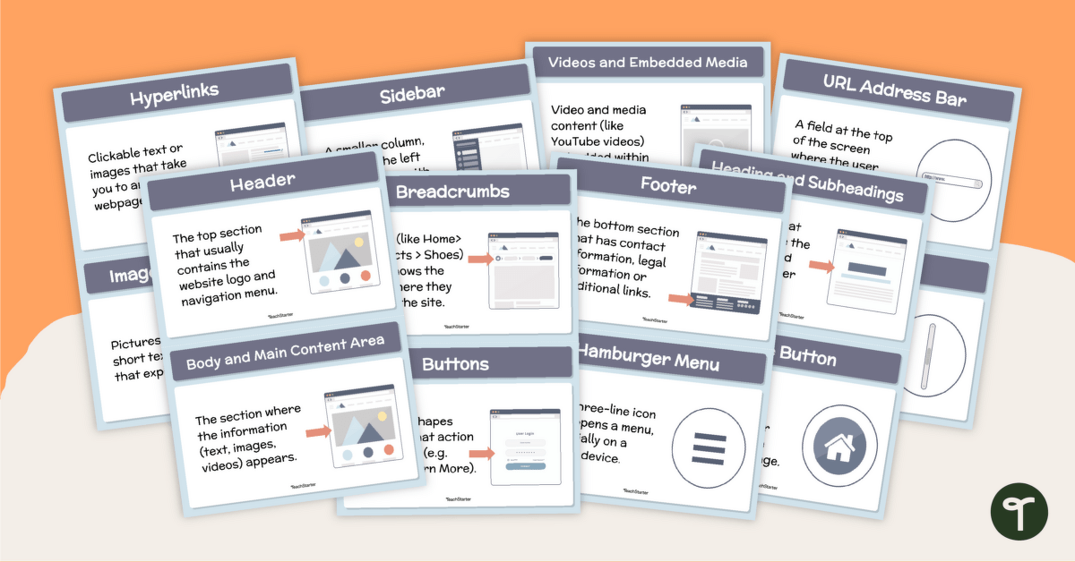 Website Features Flashcards teaching resource