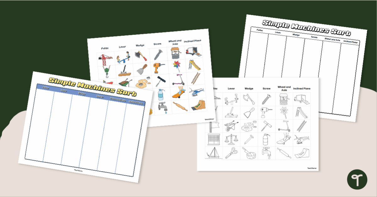 Simple Machines Sorting Activity teaching resource
