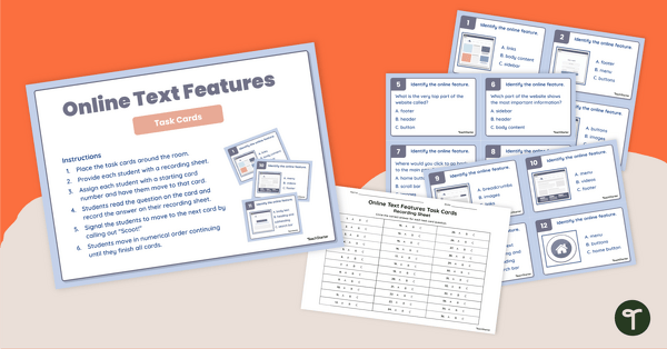 Go to Online Text Features Task Cards teaching resource