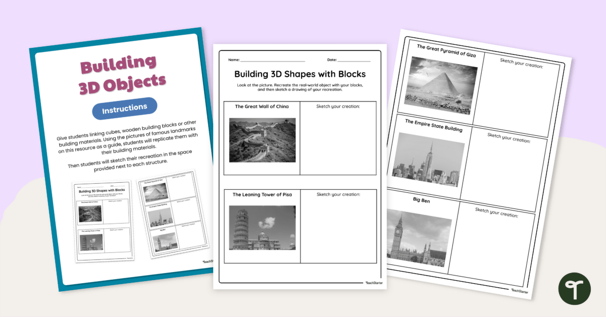 Building 3D Shapes With Blocks Activity teaching resource