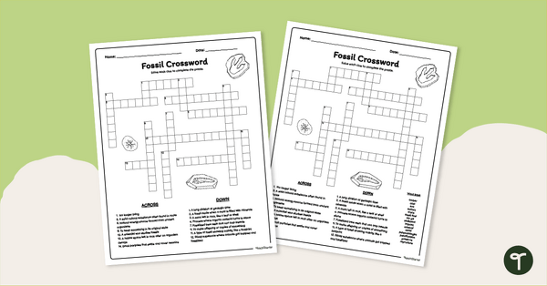 Image of Fossil Crossword Puzzle