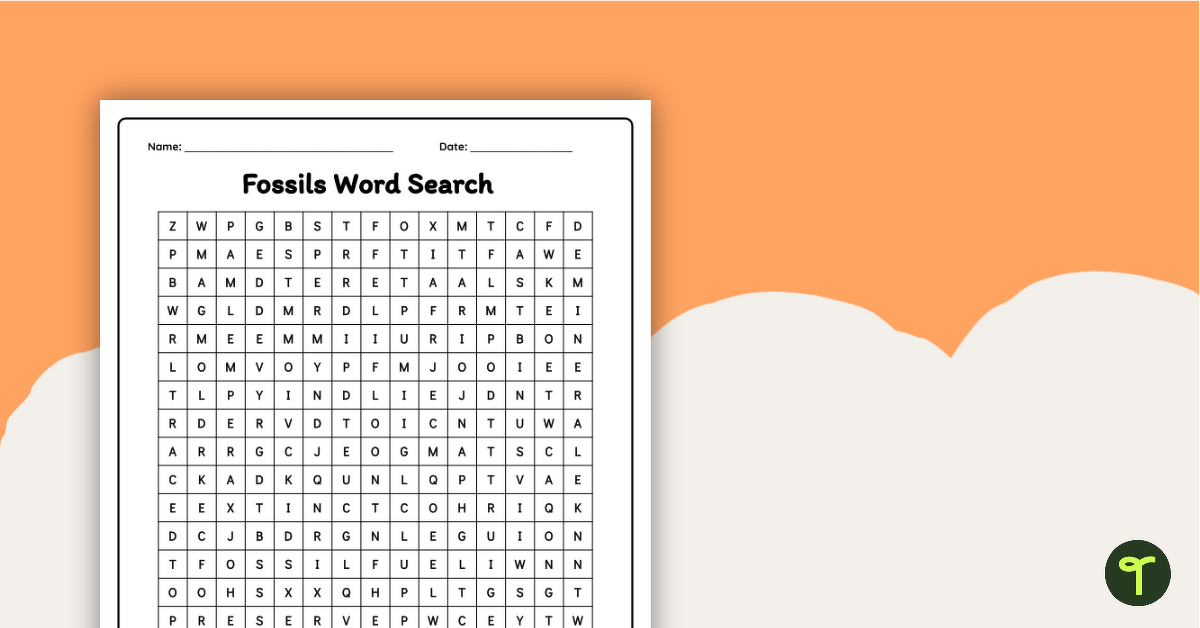 Fossil Word Search teaching resource
