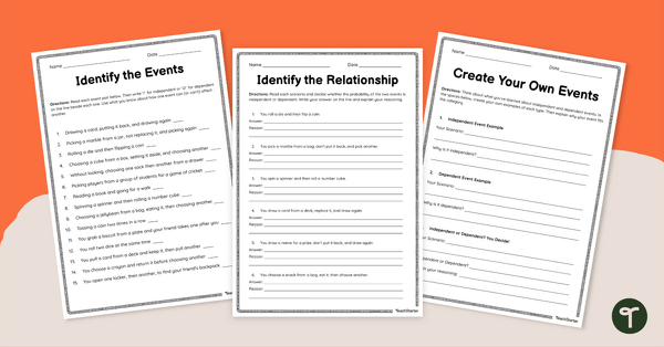 Go to Independent and Dependent Probability Worksheet Set teaching resource