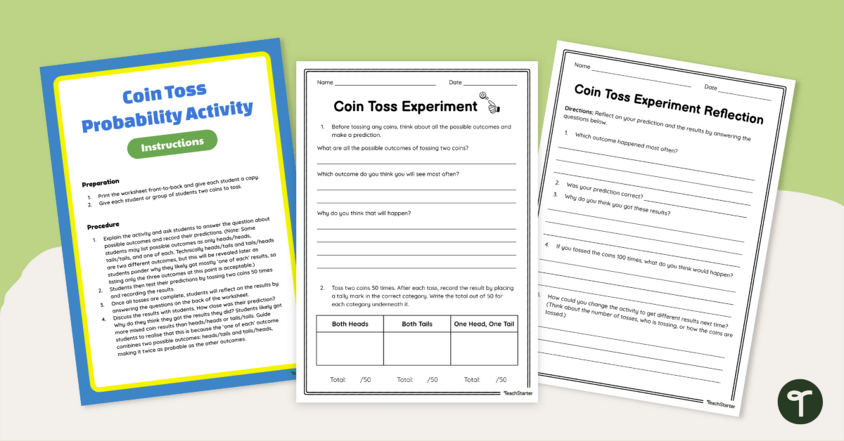 Coin Toss Probability Worksheet teaching resource