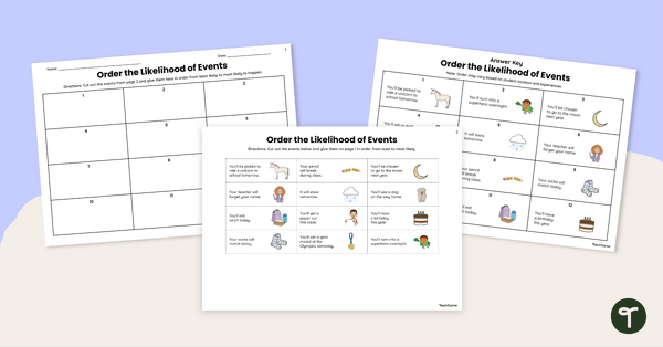 Go to Order the Likelihood of Events Worksheet teaching resource