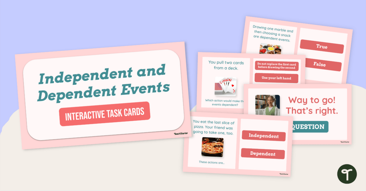 Independent and Dependent Events Interactive Task Cards teaching resource