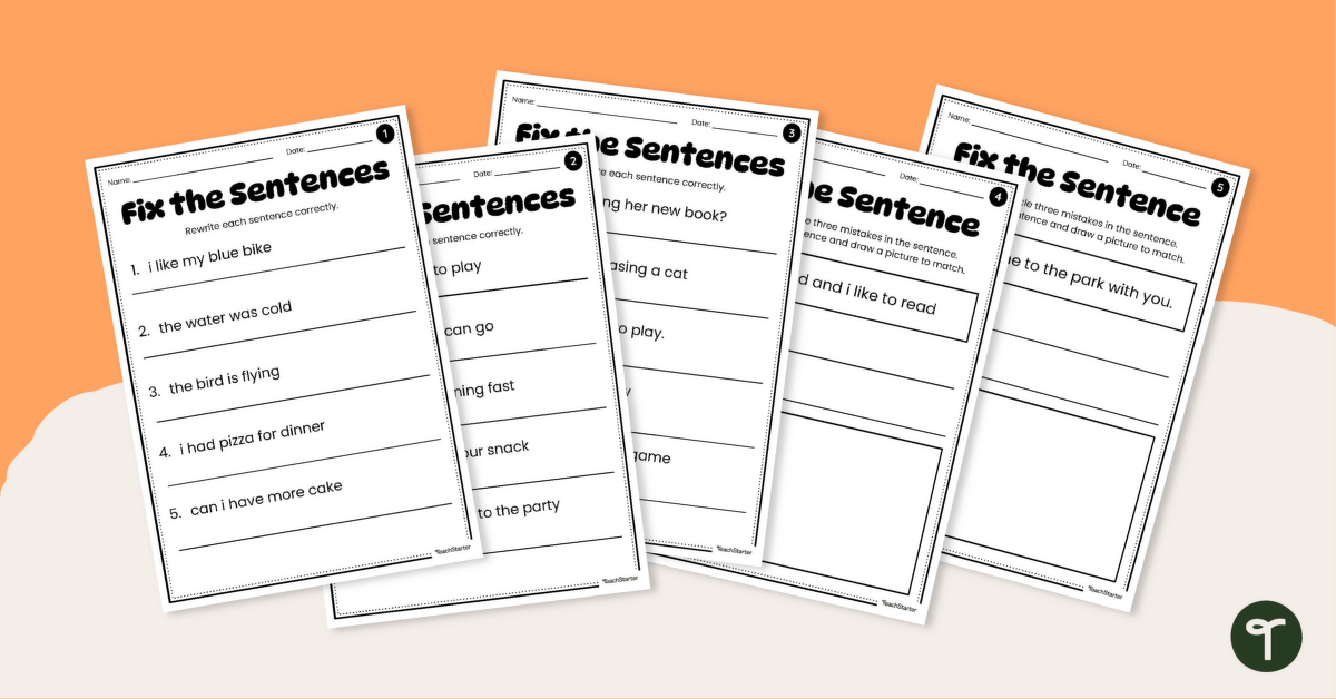 Fix the Sentences Worksheets teaching resource