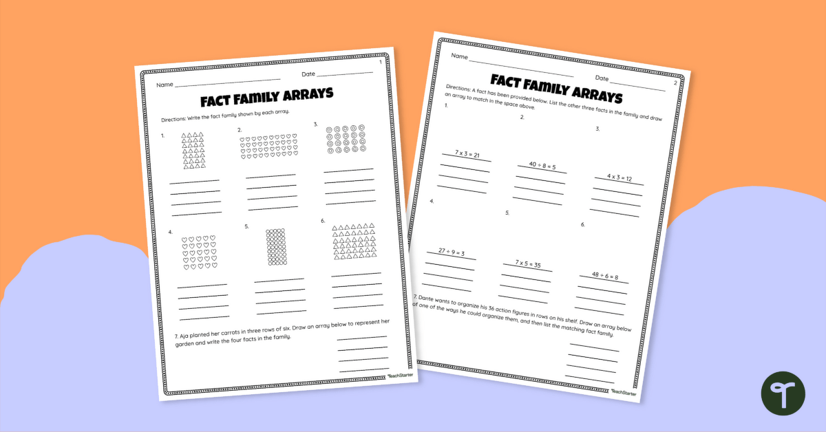 Fact Families Multiplication and Division Worksheets teaching resource