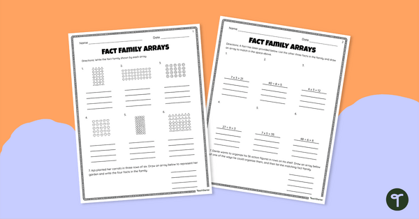 Go to Fact Families Multiplication and Division Worksheets teaching resource