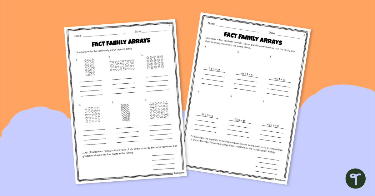 Fact Families Multiplication and Division Worksheets teaching resource