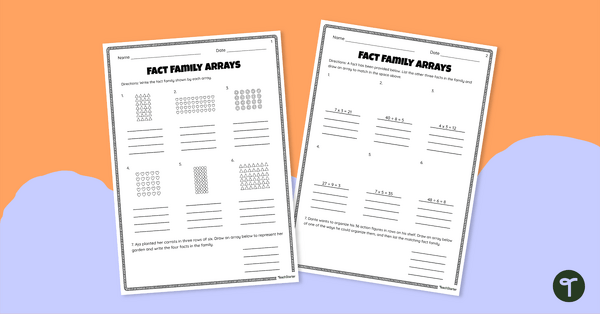 Go to Fact Families Multiplication and Division Worksheets teaching resource