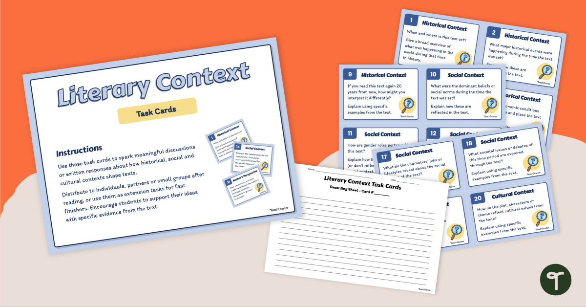 Literary Context Task Cards teaching resource
