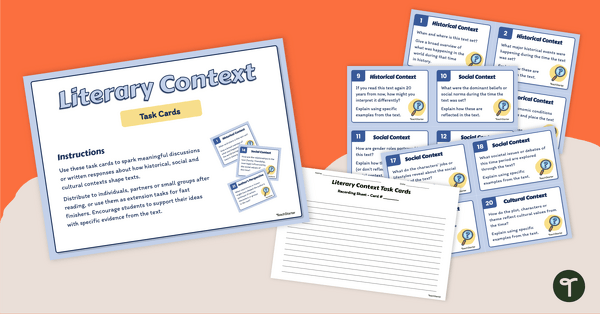 Go to Literary Context Task Cards teaching resource