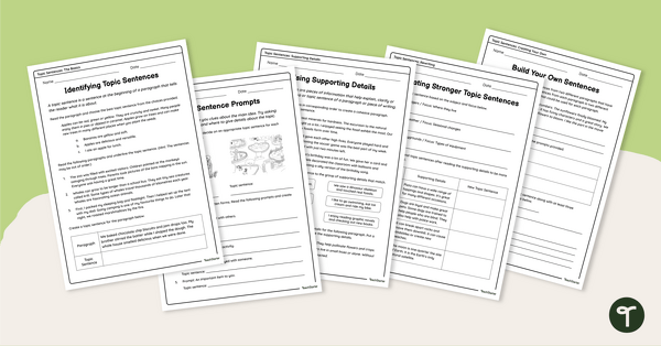 Go to Topic Sentence Worksheet Pack teaching resource