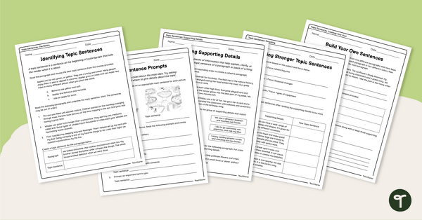 Go to Topic Sentence Worksheet Pack teaching resource