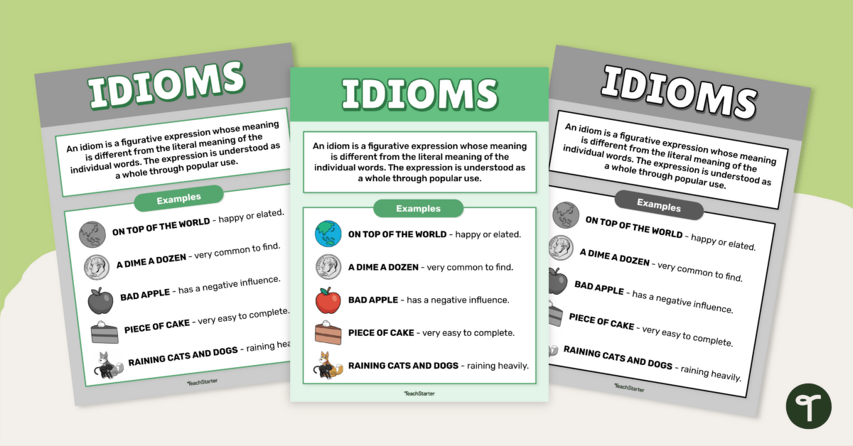 Idioms Poster teaching resource
