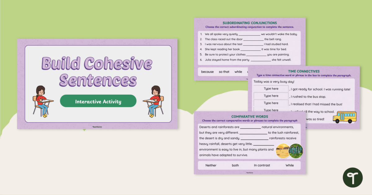 Cohesive Sentence Interactive Activity teaching resource