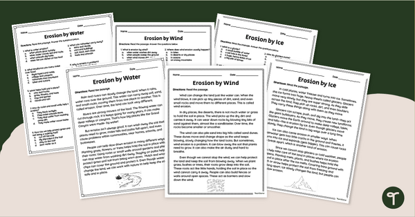 Go to Science Comprehension - Erosion Sheet Bundle (2-4) teaching resource