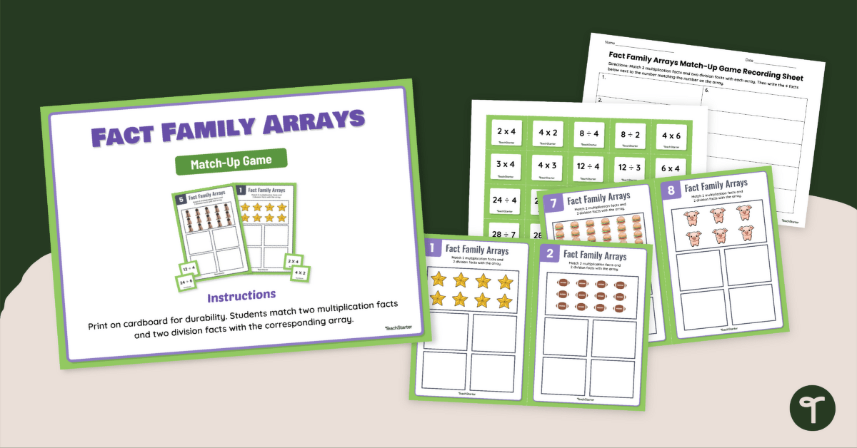 Fact Family Arrays Match-Up Game teaching resource