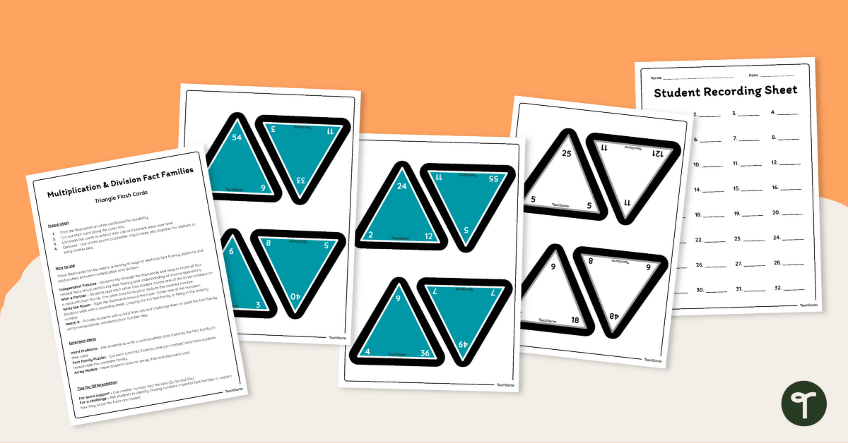 Multiplication and Division Fact Families Triangle Flashcards teaching resource