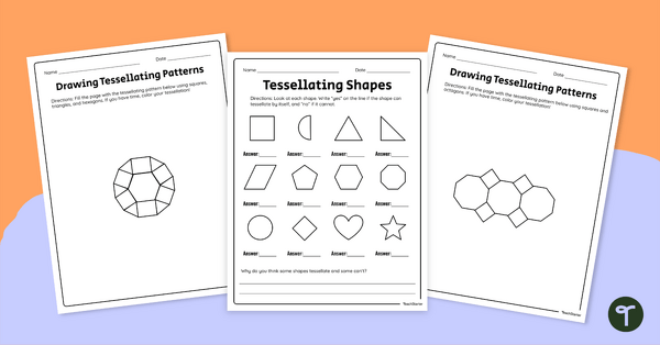 Go to Tessellating Shapes Worksheet Set teaching resource