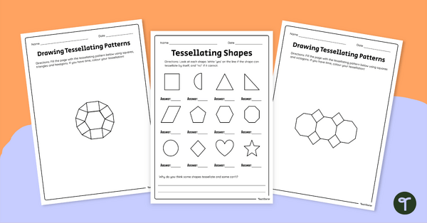 Go to Tessellating Shapes Worksheet Set teaching resource