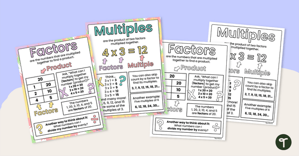 Go to Factors and Multiples Anchor Chart Set teaching resource