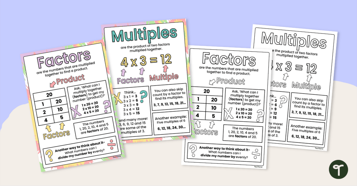 Factors and Multiples Anchor Chart Set teaching resource