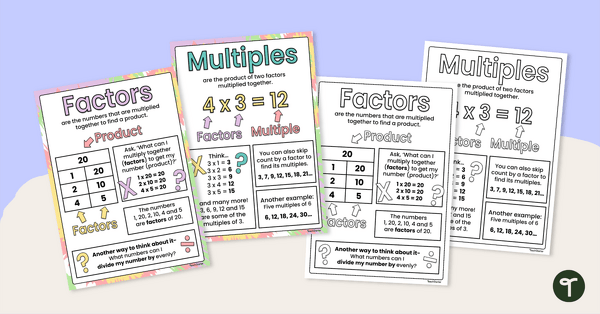 Go to Factors and Multiples Anchor Chart Set teaching resource