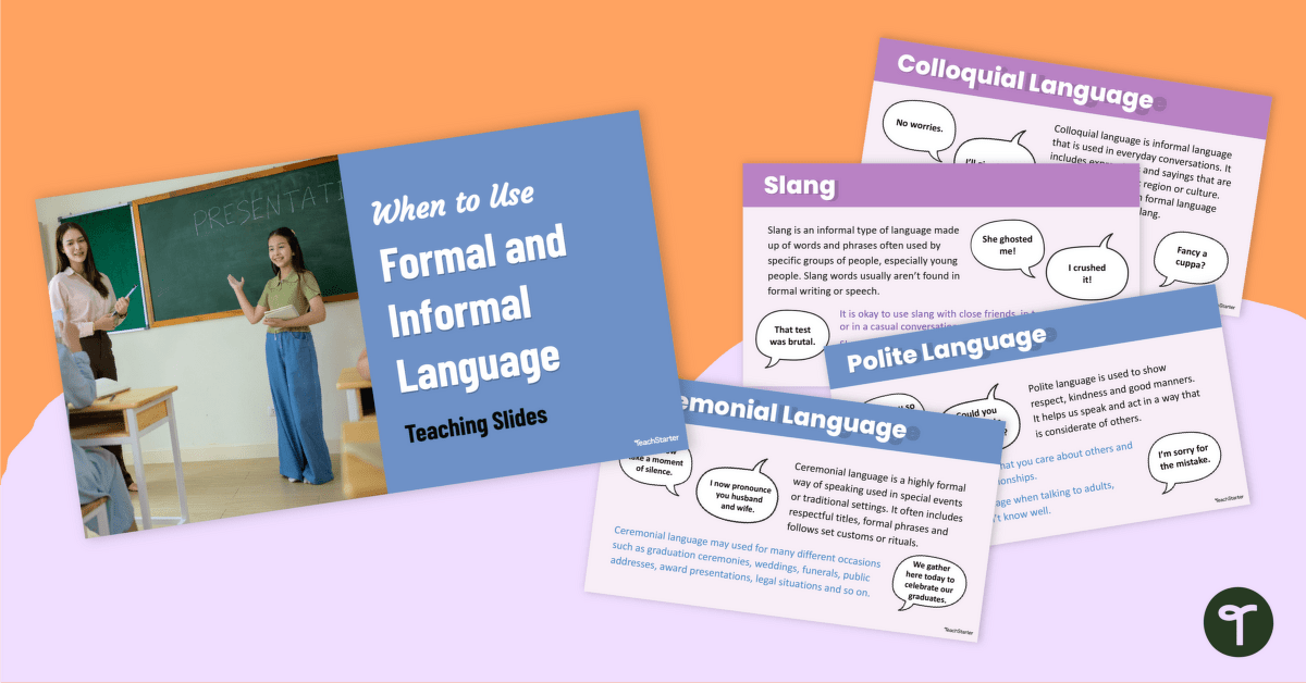 When to Use Formal and Informal Language Teaching Slides teaching resource