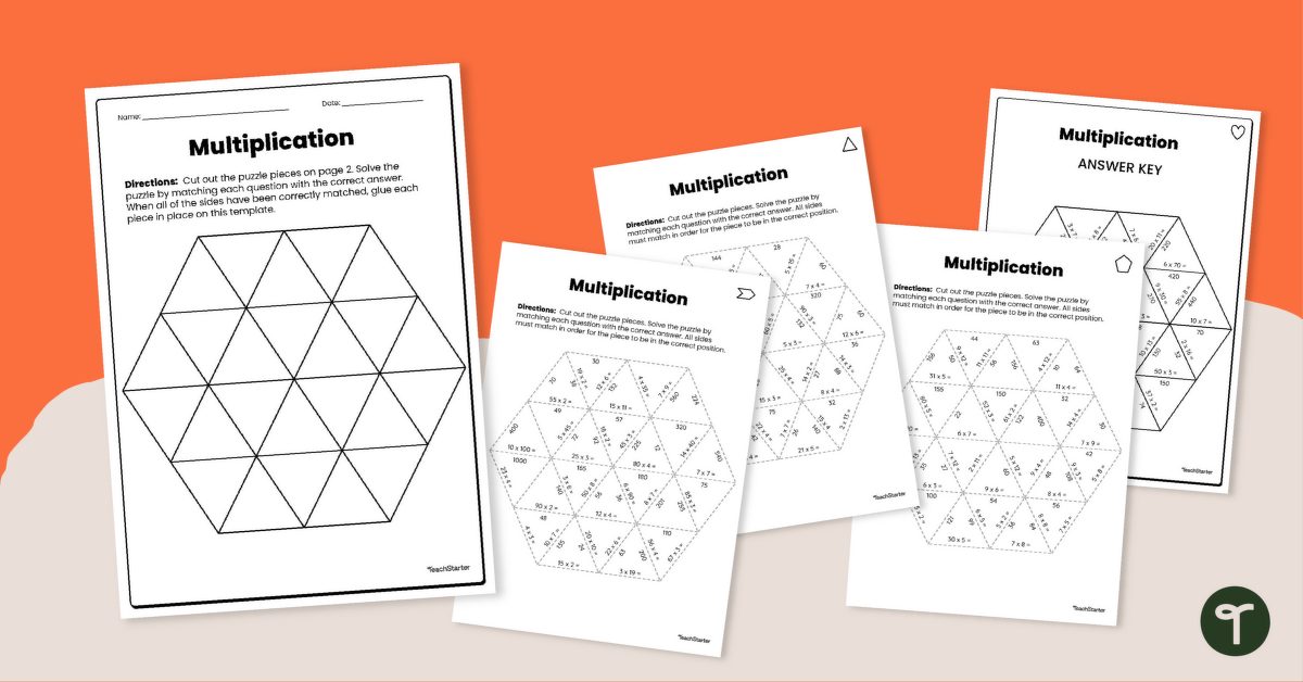 Multiplication Puzzles - Tarsia with Answers teaching resource