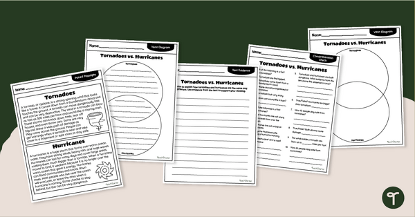 Go to Compare and Contrast - Tornadoes and Hurricanes Worksheet Pack teaching resource