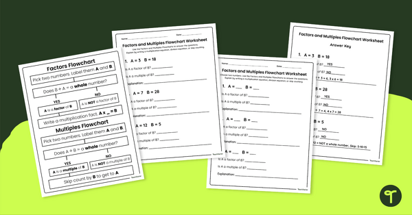 Go to Multiples and Factors Worksheet Set teaching resource