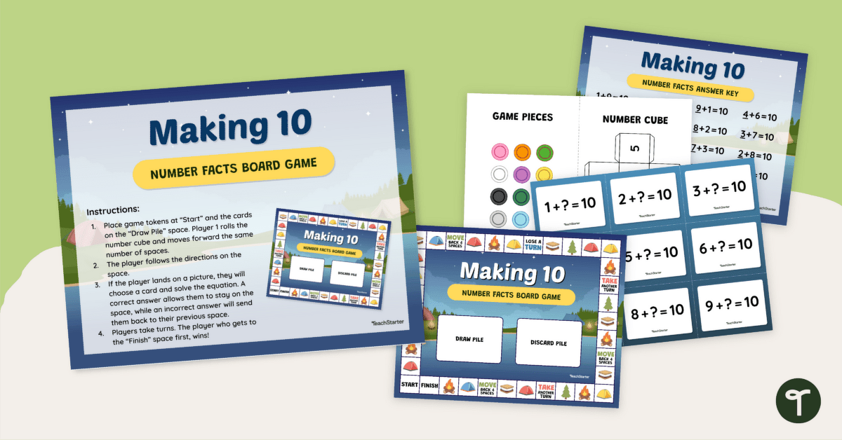 Adding Numbers Game Board: Making Ten Board Game teaching resource