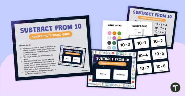 Go to Subtract From 10 Board Game teaching resource